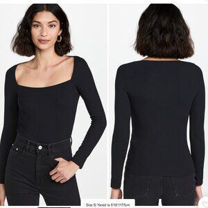 L'AGENCE Astrid Long Sleeve Square Neck Top in Black size M - EUC Ribbed